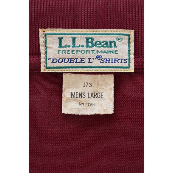 Vintage Era LL Bean Double L Polo Shirt Mens Large Burgundy Short Sleeve - Picture 3 of 5